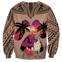 Polynesian Sweatshirt Dog Lover With German Shepherd - Sunset At The Beach Brown Ver - Wonder Print Shop