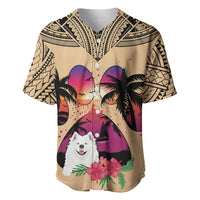 Polynesian Baseball Jersey Dog Lover With Samoyed - Sunset At The Beach LT7 - Wonder Print Shop