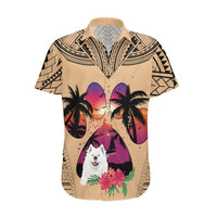 Polynesian Hawaiian Shirt Dog Lover With Samoyed - Sunset At The Beach - Wonder Print Shop