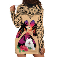 Polynesian Hoodie Dress Dog Lover With Samoyed - Sunset At The Beach - Wonder Print Shop