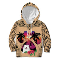 Polynesian Kid Hoodie Dog Lover With Samoyed - Sunset At The Beach - Wonder Print Shop