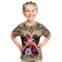 Polynesian Kid T Shirt Dog Lover With Samoyed - Sunset At The Beach - Wonder Print Shop