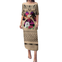 Polynesian Puletasi Dog Lover With Samoyed - Sunset At The Beach - Wonder Print Shop