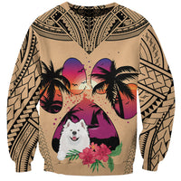 Polynesian Sweatshirt Dog Lover With Samoyed - Sunset At The Beach - Wonder Print Shop