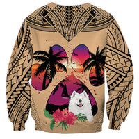 Polynesian Sweatshirt Dog Lover With Samoyed - Sunset At The Beach - Wonder Print Shop