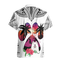 Polynesian Hawaiian Shirt Dog Lover With Samoyed - Sunset At The Beach White Ver - Wonder Print Shop