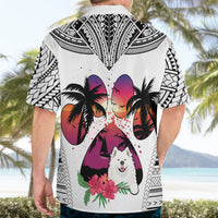 Polynesian Hawaiian Shirt Dog Lover With Samoyed - Sunset At The Beach White Ver - Wonder Print Shop