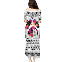 Polynesian Puletasi Dog Lover With Samoyed - Sunset At The Beach White Ver - Wonder Print Shop
