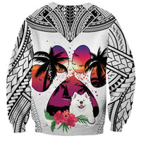Polynesian Sweatshirt Dog Lover With Samoyed - Sunset At The Beach White Ver - Wonder Print Shop