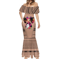 Polynesian Mermaid Dress Dog Lover With Samoyed - Sunset At The Beach Brown Ver - Wonder Print Shop