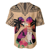 Polynesian Baseball Jersey Dog Lover With Shiba Inu - Sunset At The Beach LT7 - Wonder Print Shop