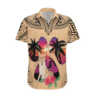 Polynesian Hawaiian Shirt Dog Lover With Shiba Inu - Sunset At The Beach - Wonder Print Shop