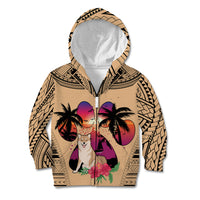 Polynesian Kid Hoodie Dog Lover With Shiba Inu - Sunset At The Beach - Wonder Print Shop