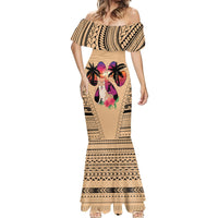 Polynesian Mermaid Dress Dog Lover With Shiba Inu - Sunset At The Beach - Wonder Print Shop