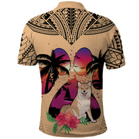 Polynesian Polo Shirt Dog Lover With Shiba Inu - Sunset At The Beach - Wonder Print Shop