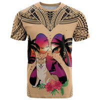Polynesian T Shirt Dog Lover With Shiba Inu - Sunset At The Beach - Wonder Print Shop