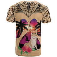 Polynesian T Shirt Dog Lover With Shiba Inu - Sunset At The Beach - Wonder Print Shop