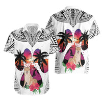 Polynesian Hawaiian Shirt Dog Lover With Shiba Inu - Sunset At The Beach White Ver - Wonder Print Shop