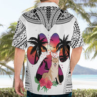 Polynesian Hawaiian Shirt Dog Lover With Shiba Inu - Sunset At The Beach White Ver - Wonder Print Shop