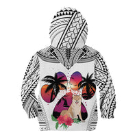 Polynesian Kid Hoodie Dog Lover With Shiba Inu - Sunset At The Beach White Ver - Wonder Print Shop
