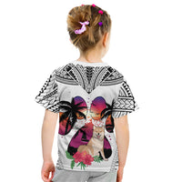 Polynesian Kid T Shirt Dog Lover With Shiba Inu - Sunset At The Beach White Ver - Wonder Print Shop