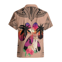 Polynesian Hawaiian Shirt Dog Lover With Shiba Inu - Sunset At The Beach Brown Ver - Wonder Print Shop