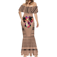 Polynesian Mermaid Dress Dog Lover With Shiba Inu - Sunset At The Beach Brown Ver - Wonder Print Shop
