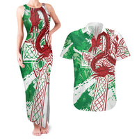 Wales Cymru Am Byth Couples Matching Tank Maxi Dress and Hawaiian Shirt Celtic Dragon Triskelion - Wonder Print Shop