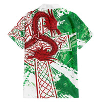 Wales Cymru Am Byth Family Matching Off The Shoulder Long Sleeve Dress and Hawaiian Shirt Celtic Dragon Triskelion - Wonder Print Shop