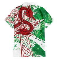 Wales Cymru Am Byth Family Matching Off Shoulder Maxi Dress and Hawaiian Shirt Celtic Dragon Triskelion - Wonder Print Shop