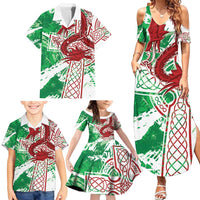 Wales Cymru Am Byth Family Matching Summer Maxi Dress and Hawaiian Shirt Celtic Dragon Triskelion - Wonder Print Shop