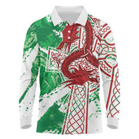 Wales Cymru Am Byth Long Sleeve Polo Shirt Celtic Dragon Triskelion - Wonder Print Shop