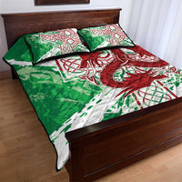 Wales Cymru Am Byth Quilt Bed Set Celtic Dragon Triskelion - Wonder Print Shop