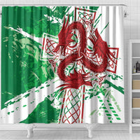 Wales Cymru Am Byth Shower Curtain Celtic Dragon Triskelion - Wonder Print Shop