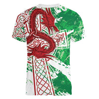 Wales Cymru Am Byth Women V-Neck T-Shirt Celtic Dragon Triskelion - Wonder Print Shop