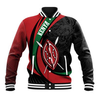 Kenya Mashujaa Day Personalized Baseball Jacket Lion Warrior with Masai Shield LT7 - Wonder Print Shop