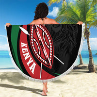 Kenya Mashujaa Day Personalized Beach Blanket Lion Warrior with Masai Shield LT7 - Wonder Print Shop