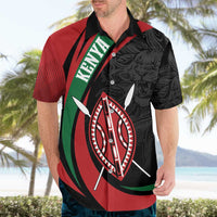 Kenya Mashujaa Day Personalized Hawaiian Shirt Lion Warrior with Masai Shield - Wonder Print Shop
