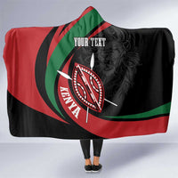 Kenya Mashujaa Day Personalized Hooded Blanket Lion Warrior with Masai Shield