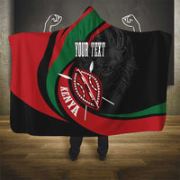 Kenya Mashujaa Day Personalized Hooded Blanket Lion Warrior with Masai Shield