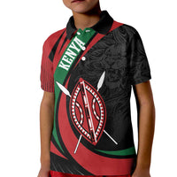 Kenya Mashujaa Day Personalized Kid Polo Shirt Lion Warrior with Masai Shield - Wonder Print Shop