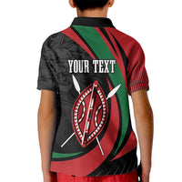 Kenya Mashujaa Day Personalized Kid Polo Shirt Lion Warrior with Masai Shield - Wonder Print Shop