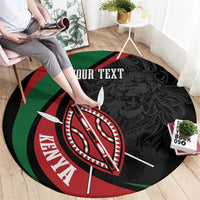Kenya Mashujaa Day Personalized Round Carpet Lion Warrior with Masai Shield