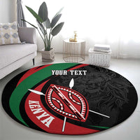 Kenya Mashujaa Day Personalized Round Carpet Lion Warrior with Masai Shield