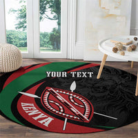 Kenya Mashujaa Day Personalized Round Carpet Lion Warrior with Masai Shield