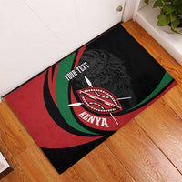 Kenya Mashujaa Day Personalized Rubber Doormat Lion Warrior with Masai Shield - Wonder Print Shop