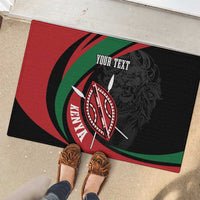 Kenya Mashujaa Day Personalized Rubber Doormat Lion Warrior with Masai Shield - Wonder Print Shop
