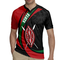 Kenya Mashujaa Day Personalized Rugby Jersey Lion Warrior with Masai Shield - Wonder Print Shop