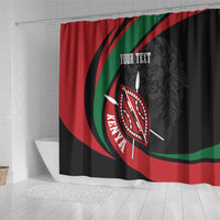 Kenya Mashujaa Day Personalized Shower Curtain Lion Warrior with Masai Shield