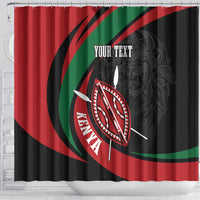 Kenya Mashujaa Day Personalized Shower Curtain Lion Warrior with Masai Shield